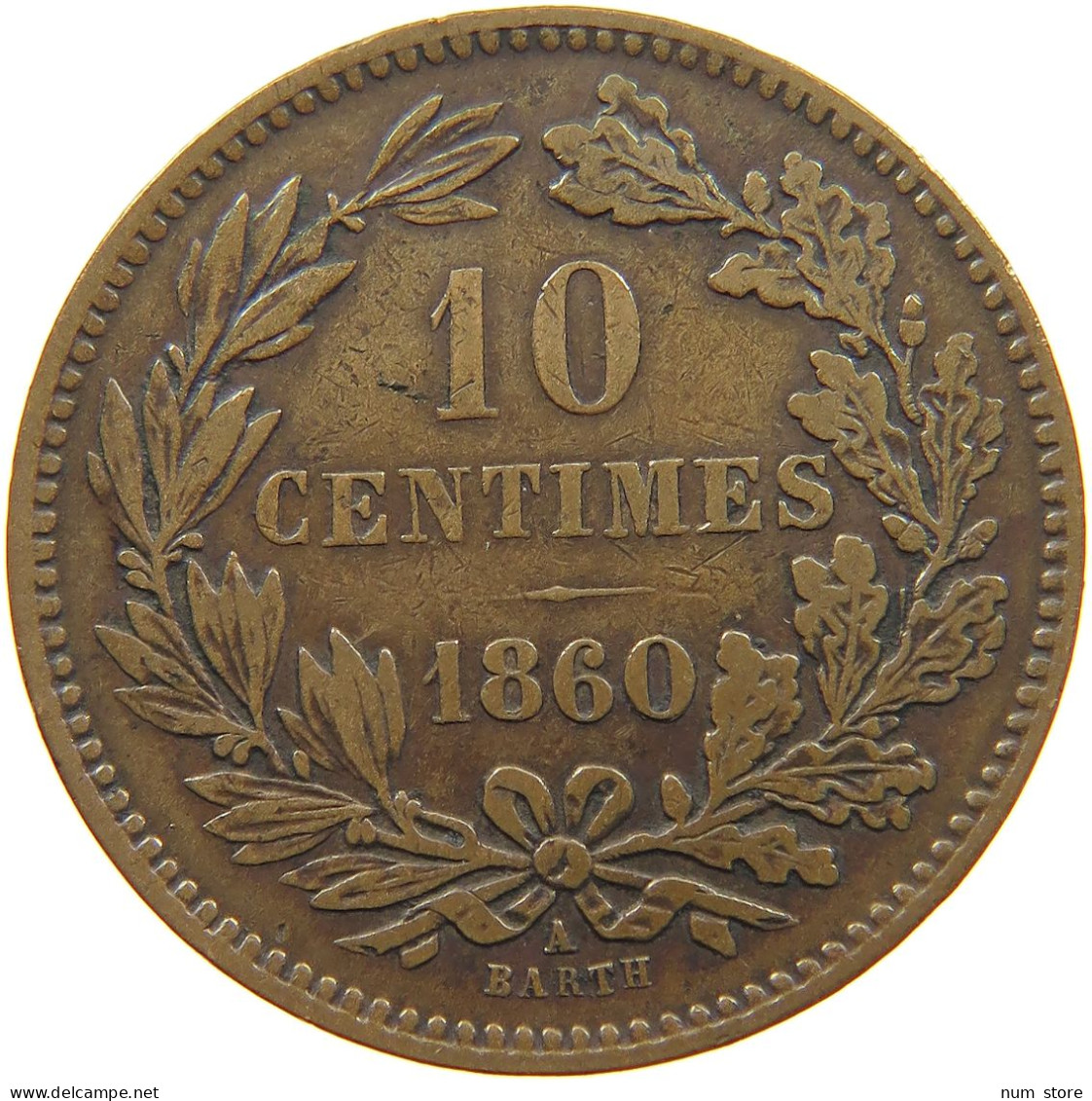 LUXEMBOURG 10 CENTIMES 1860 Willem III. 1849-1890 #c009 0075 - Luxembourg