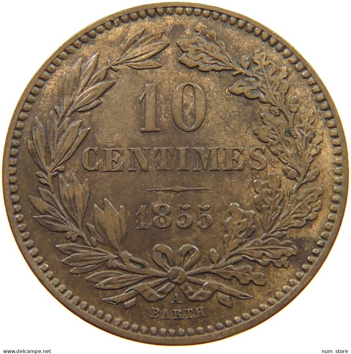 LUXEMBOURG 10 CENTIMES 1855 A Willem III. 1849-1890 #c003 0151 - Luxembourg