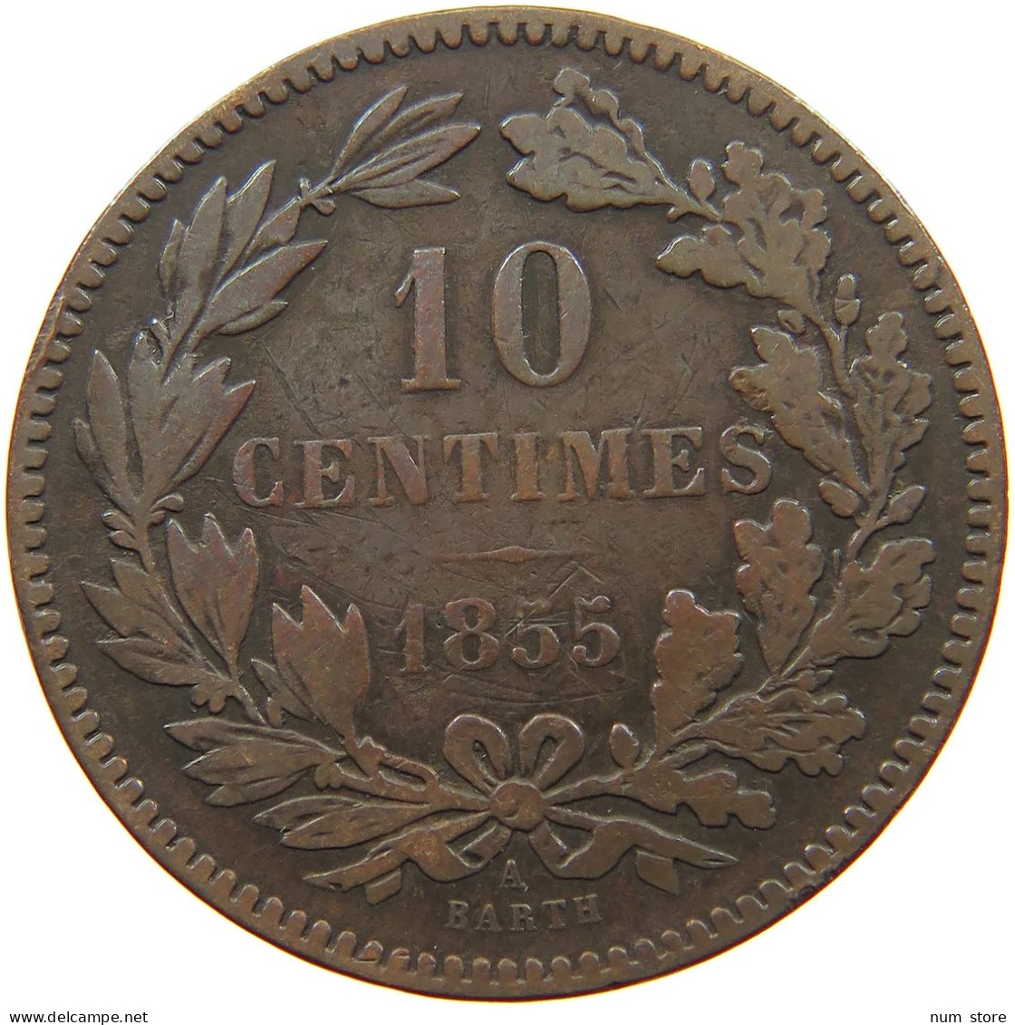 LUXEMBOURG 10 CENTIMES 1855 Willem III. 1849-1890 #a094 0827 - Luxembourg