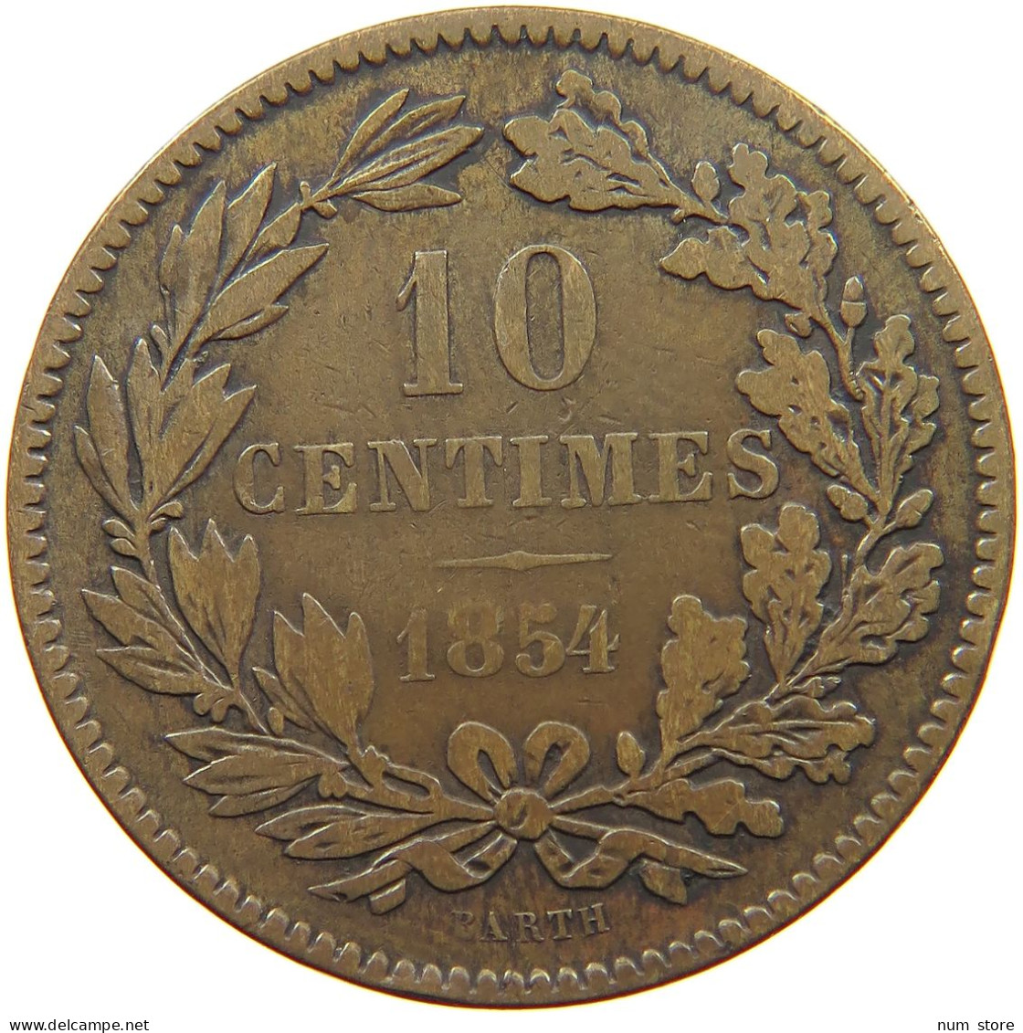 LUXEMBOURG 10 CENTIMES 1854 Willem III. 1849-1890 #a094 0823 - Luxembourg