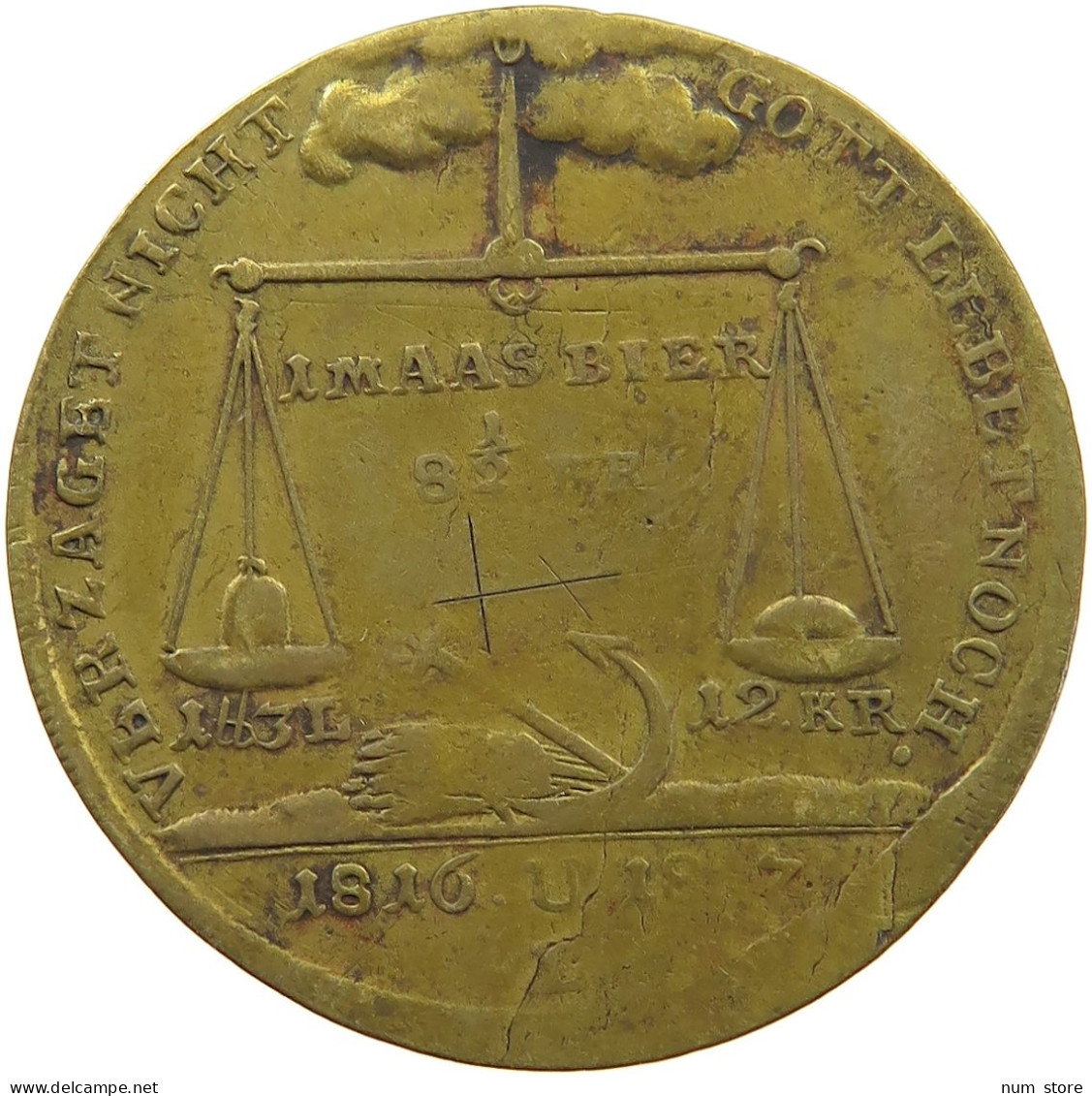 MEDICINA IN NUMMIS MEDAILLE 1816-1817 Not Und Teuerung, Auf Die Notzeit 1816-1817 #t001 0285 - Autres & Non Classés