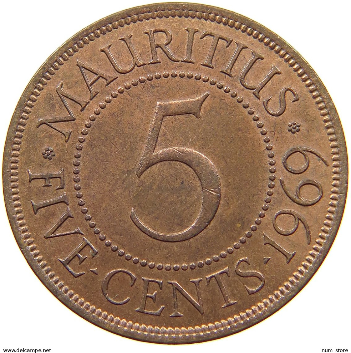 MAURITIUS 5 CENTS 1969 Elizabeth II. (1952-2022) #s062 0063 - Mauricio