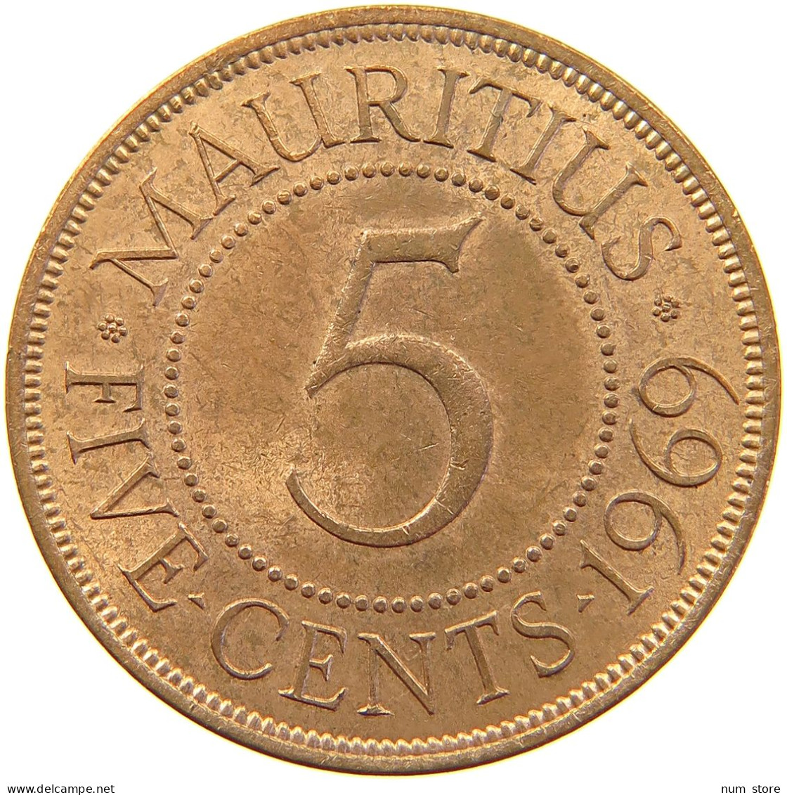 MAURITIUS 5 CENTS 1969 Elizabeth II. (1952-2022) #s023 0225 - Mauritius