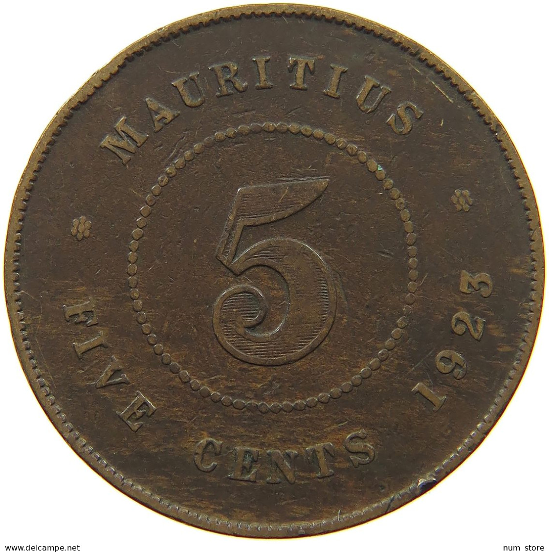MAURITIUS 5 CENTS 1923 George V. (1910-1936) #s075 0709 - Maurice