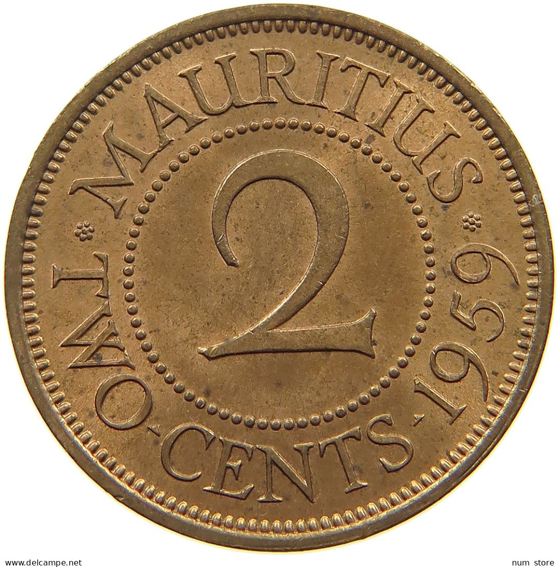 MAURITIUS 2 CENTS 1959 Elizabeth II. (1952-2022) #a095 0471 - Mauritius