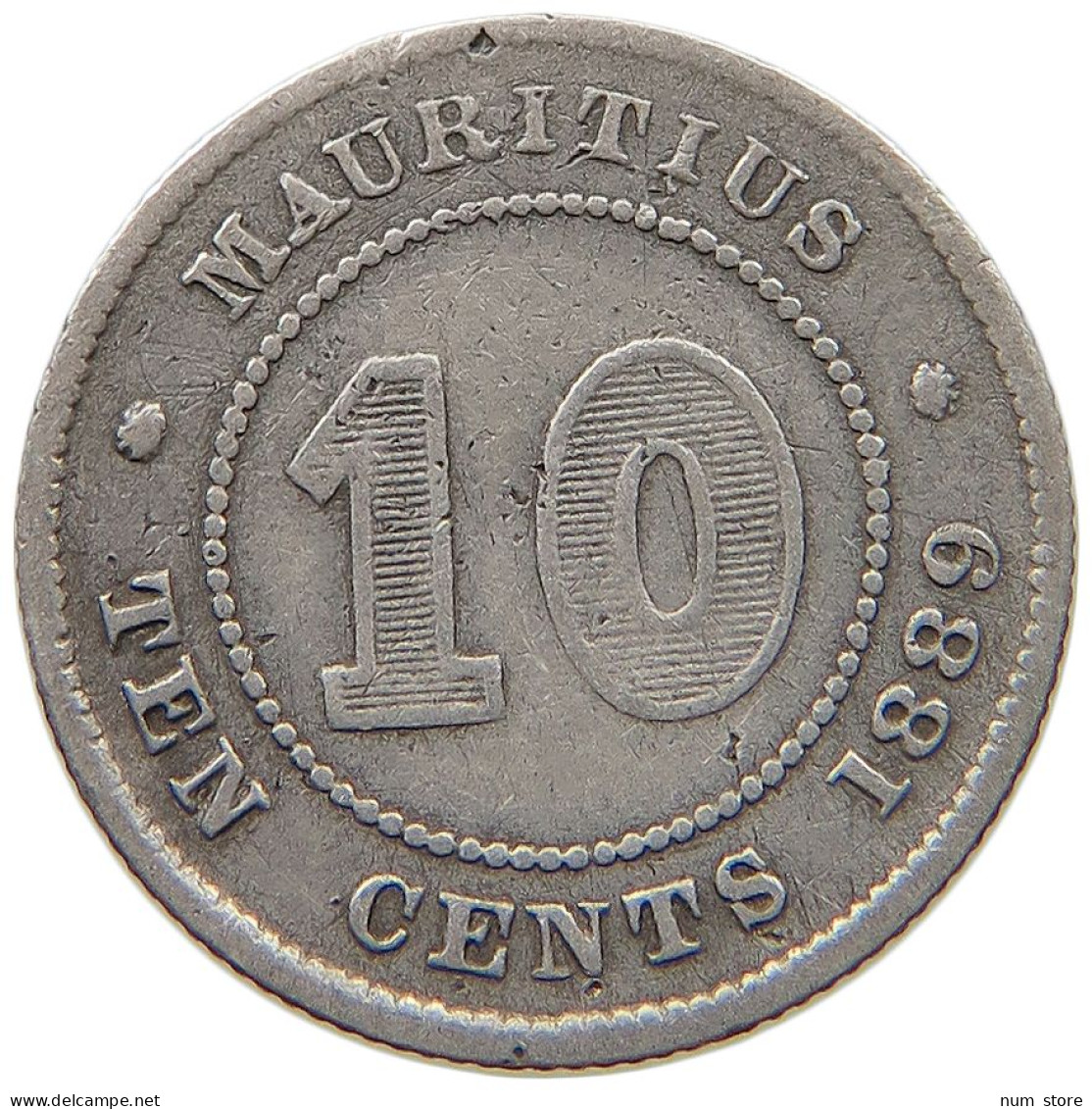 MAURITIUS 10 CENTS 1889 Victoria 1837-1901 #t111 1355 - Maurice