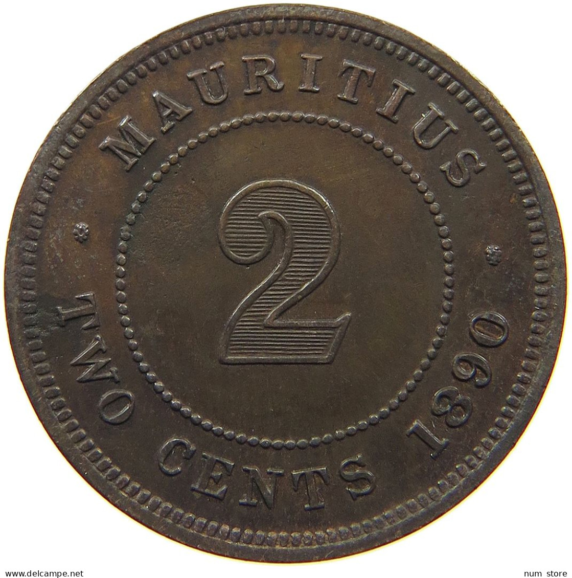 MAURITIUS 2 CENTS 1890 Victoria 1837-1901 #t073 0375 - Mauritius