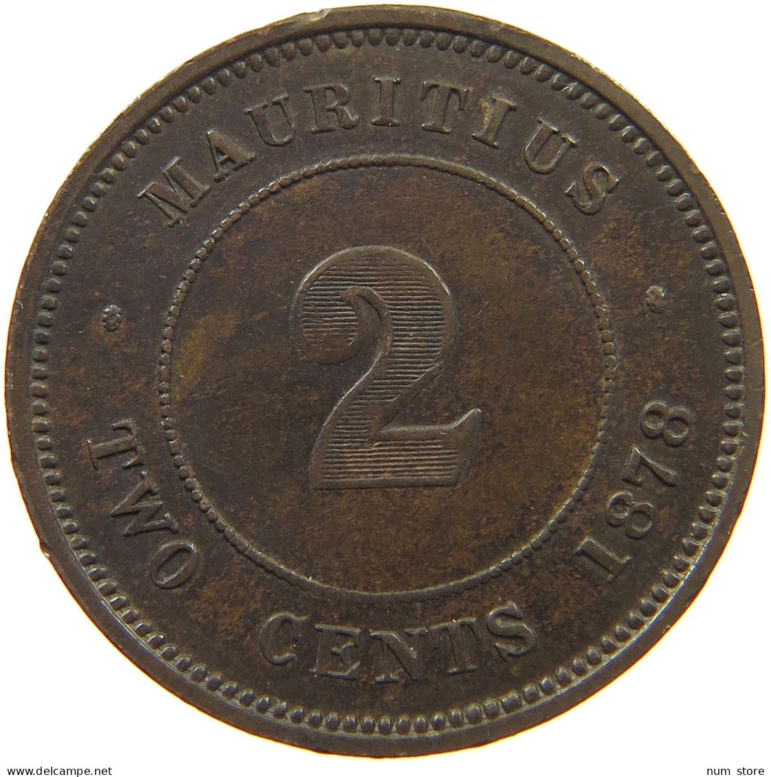 MAURITIUS 2 CENTS 1878 Victoria 1837-1901 #t112 1191 - Maurice
