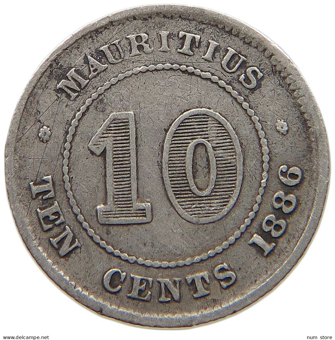 MAURITIUS 10 CENTS 1886 Victoria 1837-1901 #t111 1357 - Maurice