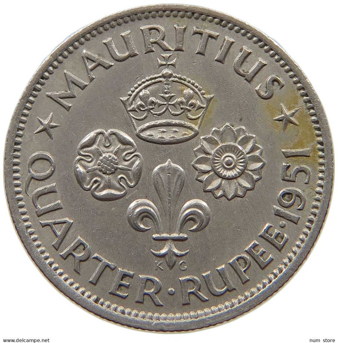 MAURITIUS 1/4 RUPEE 1951 George VI. (1936-1952) #a090 0445 - Mauricio