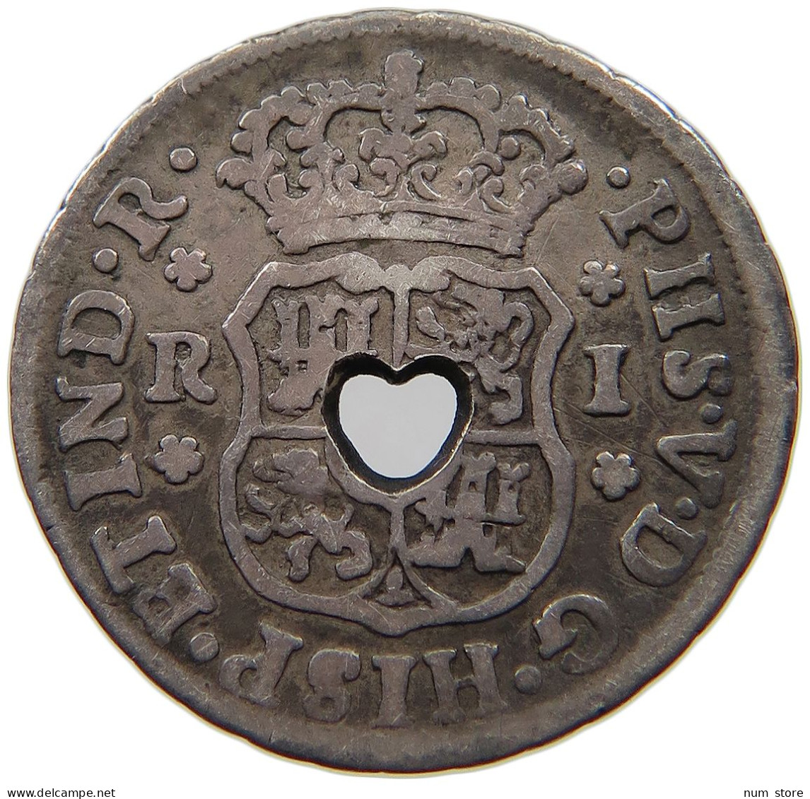 MARTINIQUE REAL 1754 BIT CUT OUT 1 REAL 1754 VERY RARE HEART #t064 0021 - Other - America