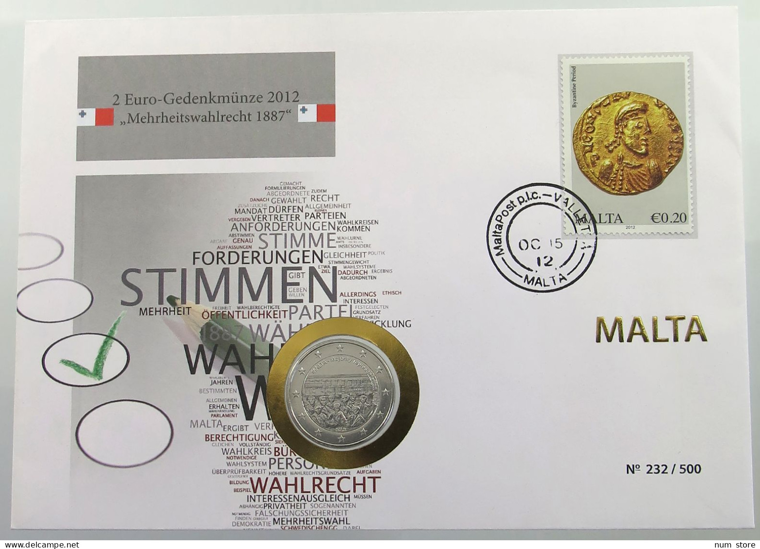 MALTA STATIONERY 2 EURO 2012 SILVERED #ns03 0117 - Malte