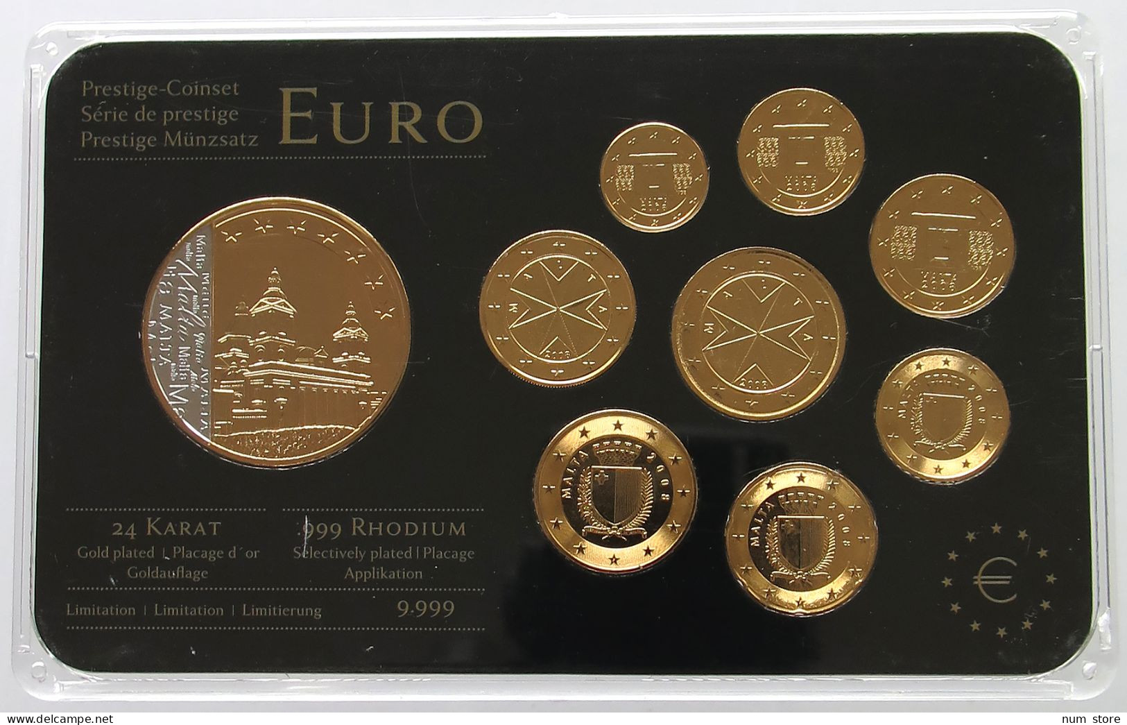 MALTA SET 2008 GOLD PLATED SET 2008 + RHODIUM MEDAL #bs17 0067 - Malta