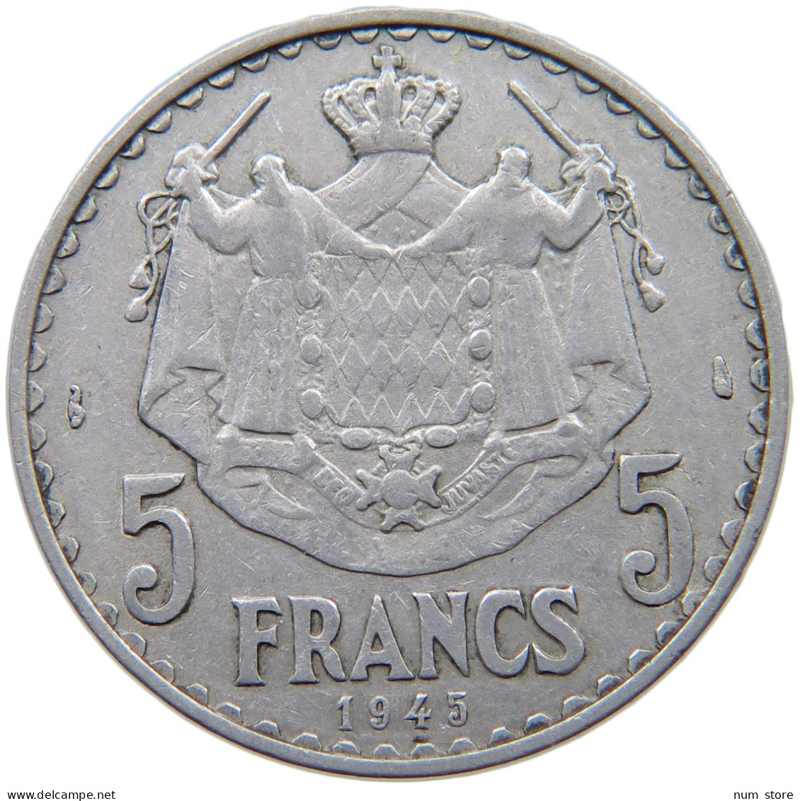 MONACO 5 FRANCS 1945 LOUIS II. (1922-1949) #a088 0329 - 1922-1949 Louis II