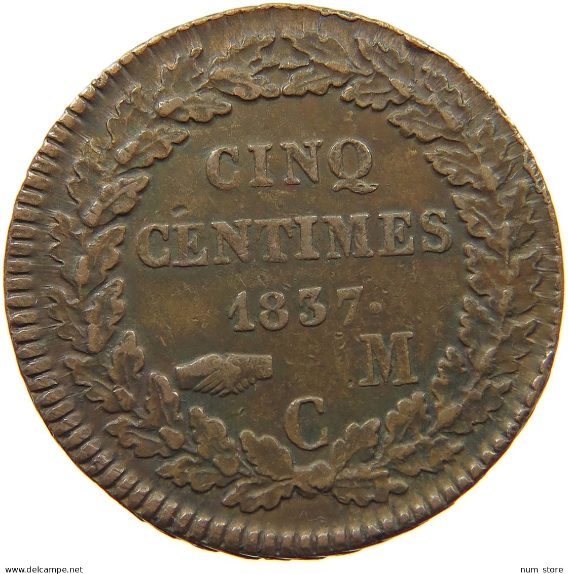 MONACO 5 CENTIMES 1837 Honorius V. (1819-1841) #t161 0203 - 1819-1922 Honoré V, Charles III, Albert I