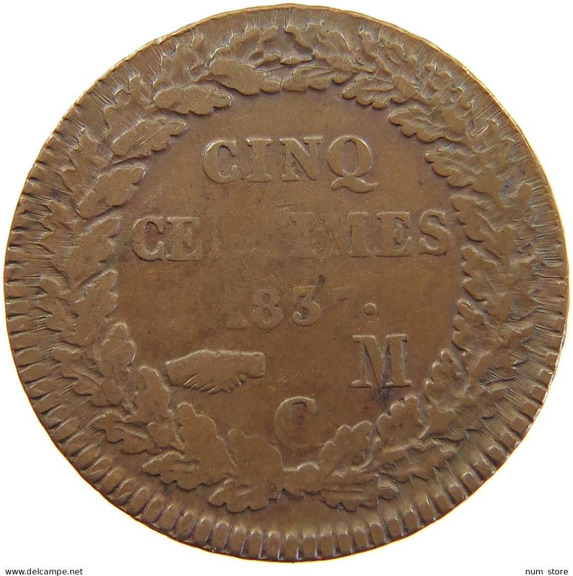 MONACO 5 CENTIMES 1837 Honorius V. (1819-1841) #t157 0519 - 1819-1922 Honoré V, Charles III, Albert I