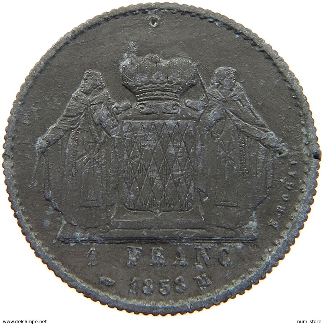 MONACO FRANC 1838 Honorius V. (1819-1841) 1 FRANC 1838 ZINC HOLED PATTERN ESSAI VERY RARE #t084 0165 - 1819-1922 Honoré V, Charles III, Albert I