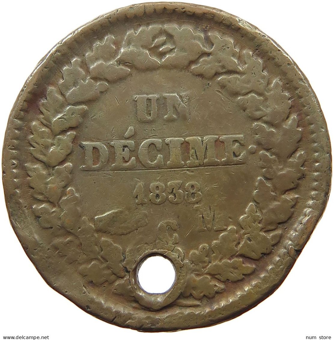 MONACO DECIME 1838 C Honore V., 1819-1841 #s059 0775 - 1819-1922 Honoré V, Charles III, Albert I