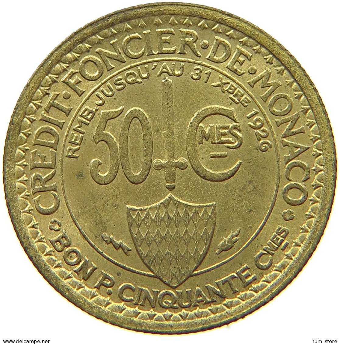 MONACO 50 CENTIMES 1924  #t145 0055 - 1922-1949 Louis II.