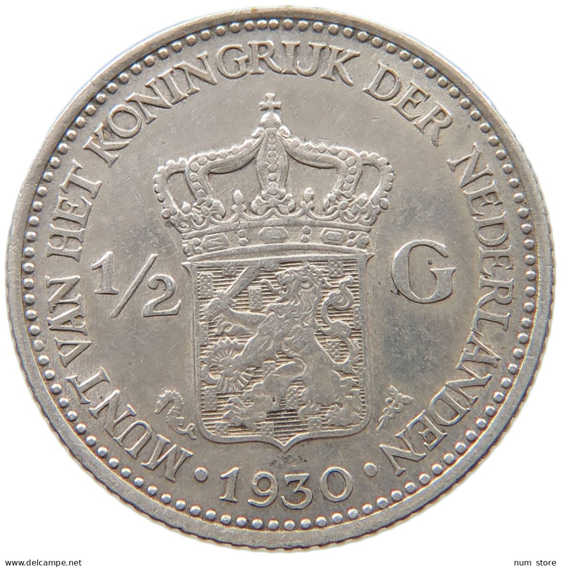 NETHERLANDS 1/2 GULDEN 1930 Wilhelmina 1890-1948 #c057 0253 - 1/2 Gulden