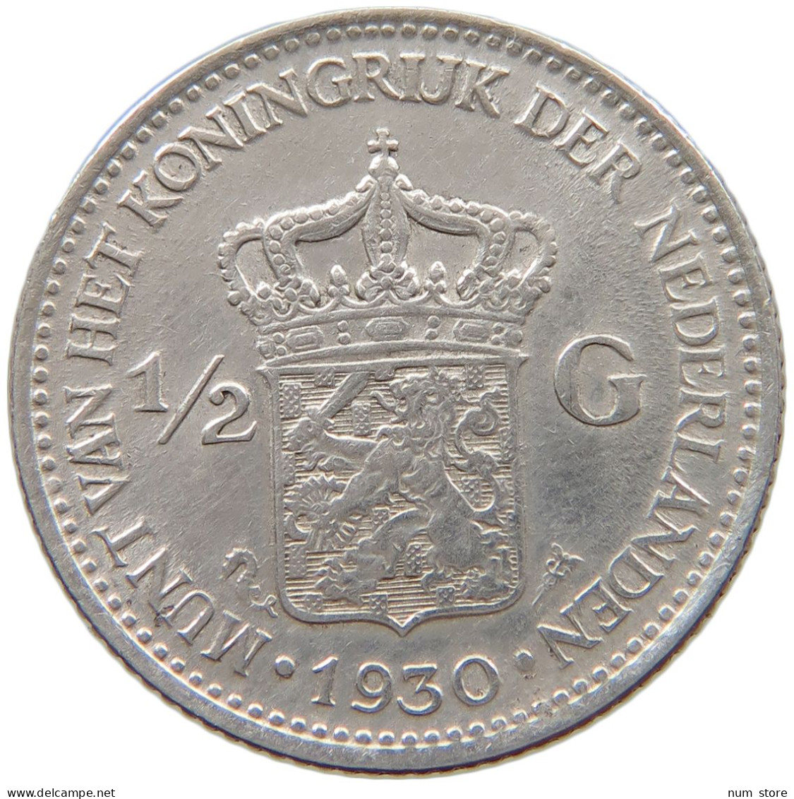 NETHERLANDS 1/2 GULDEN 1930 Wilhelmina 1890-1948 #a081 0757 - 1/2 Gulden