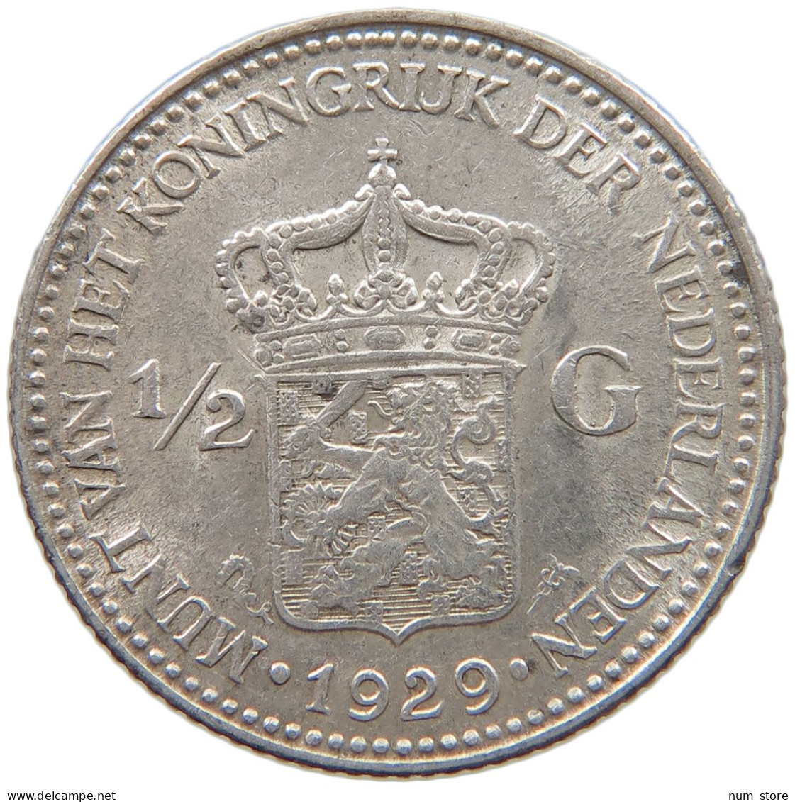NETHERLANDS 1/2 GULDEN 1929 Wilhelmina 1890-1948 #c018 0253 - 1/2 Gulden