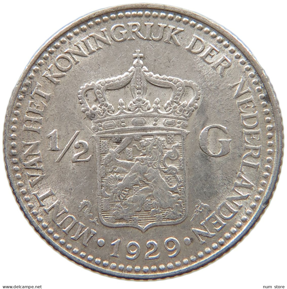 NETHERLANDS 1/2 GULDEN 1929 Wilhelmina 1890-1948 #c018 0253 - 1/2 Florín Holandés (Gulden)