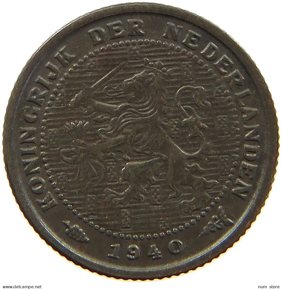 NETHERLANDS 1/2 CENT 1940 Wilhelmina 1890-1948 #a086 0153 - 0.5 Centavos