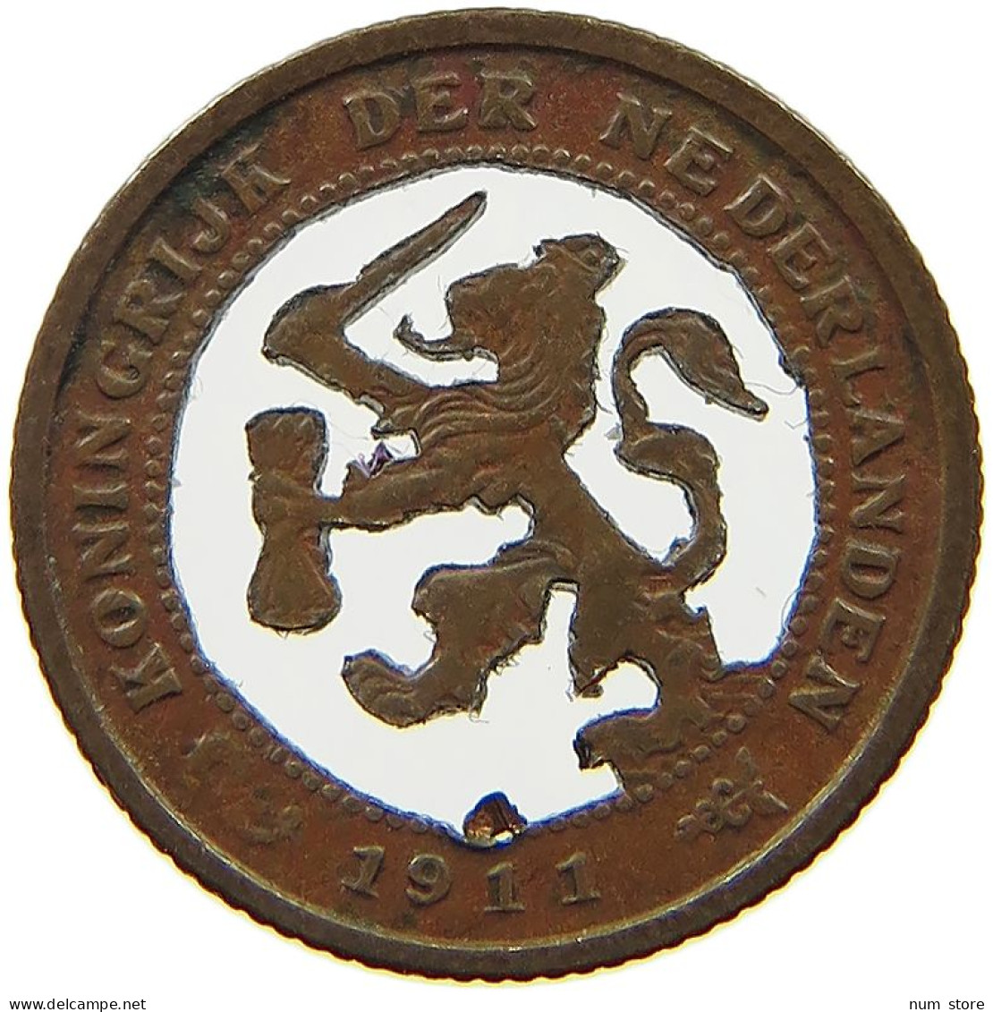 NETHERLANDS 1/2 CENT 1911 Wilhelmina 1890-1948 #a067 0695 - 0.5 Centavos