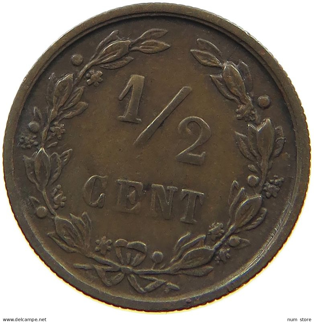 NETHERLANDS 1/2 CENT 1894 Wilhelmina 1890-1948 #c084 0479 - 0.5 Cent