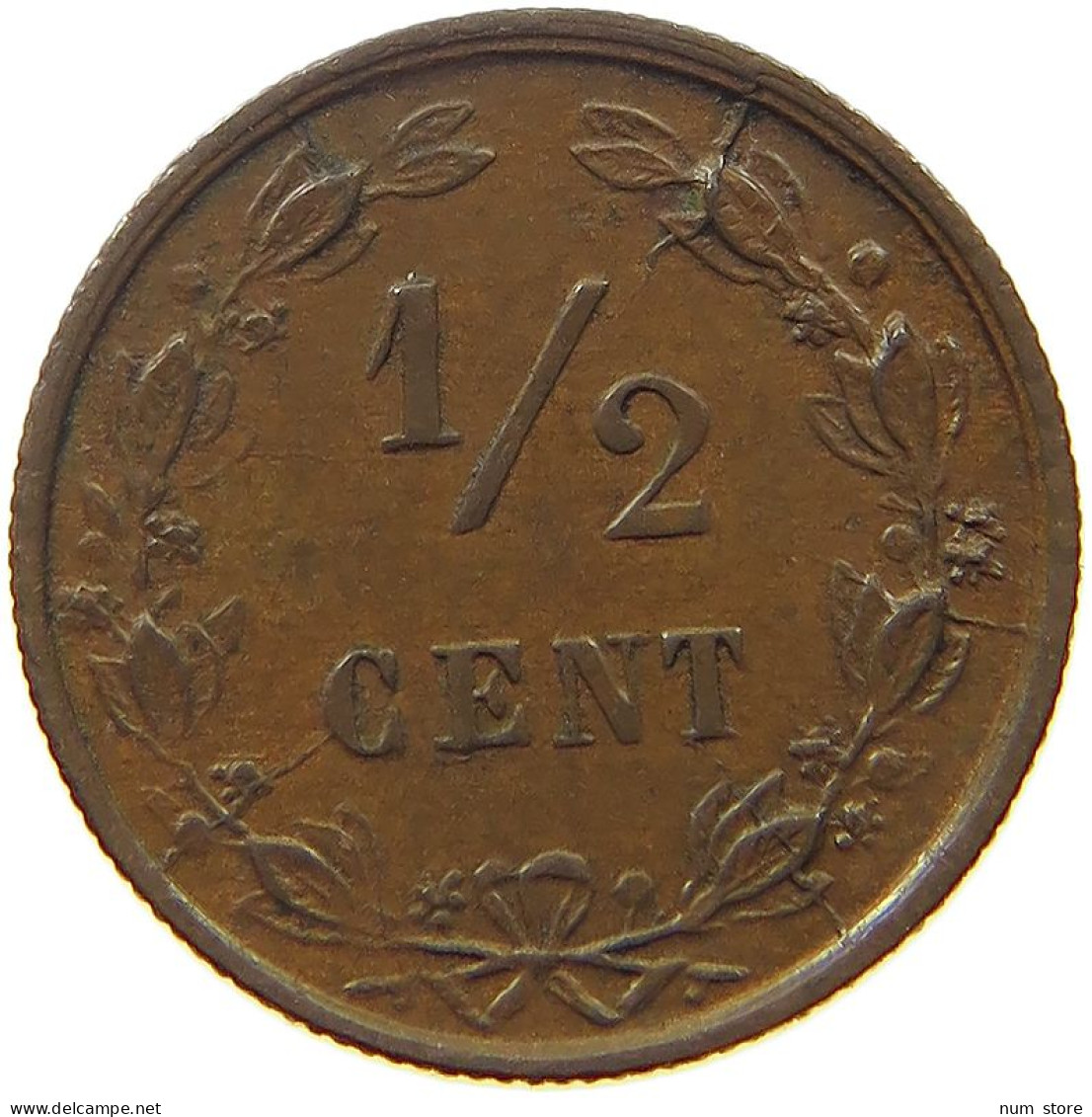 NETHERLANDS 1/2 CENT 1884 Willem III. 1849-1890 #s052 0419 - 1849-1890 : Willem III