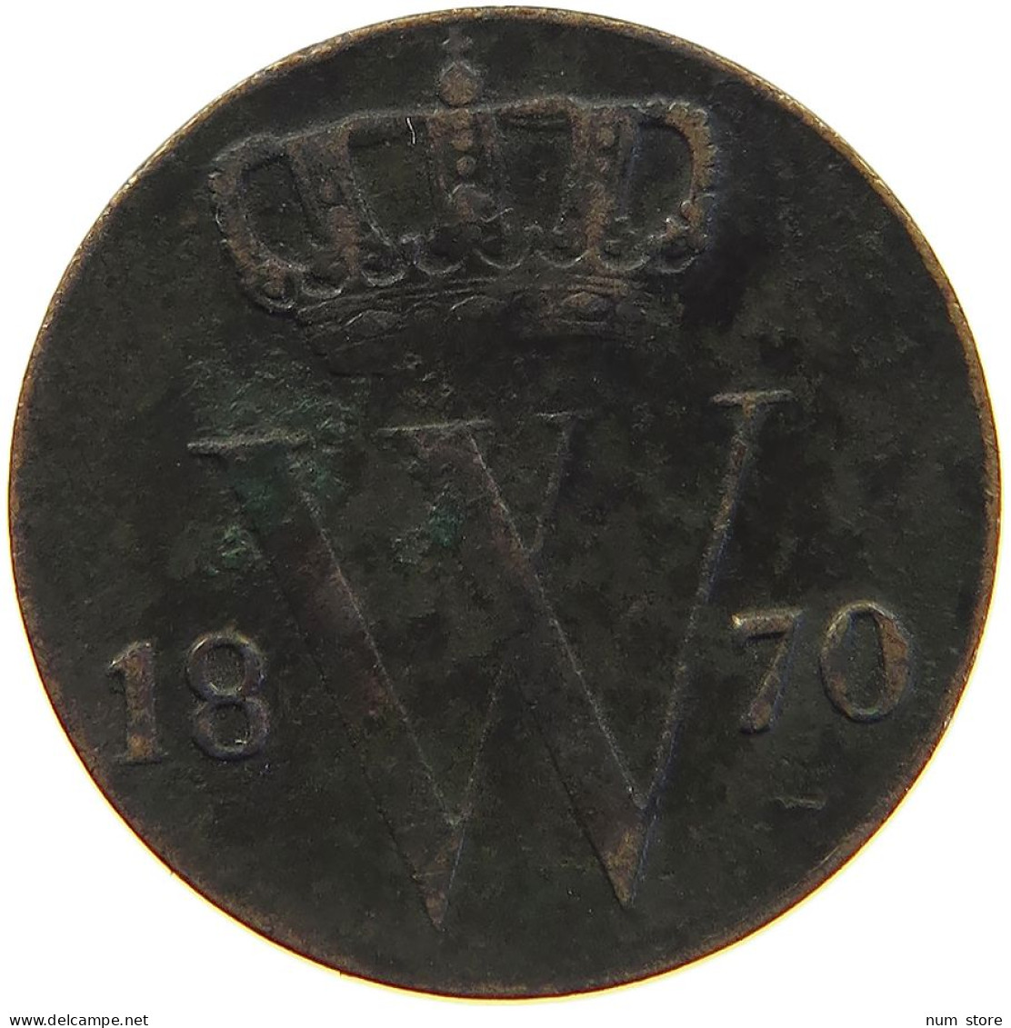 NETHERLANDS 1/2 CENT 1870 Willem III. 1849-1890 #c016 0587 - 1849-1890 : Willem III