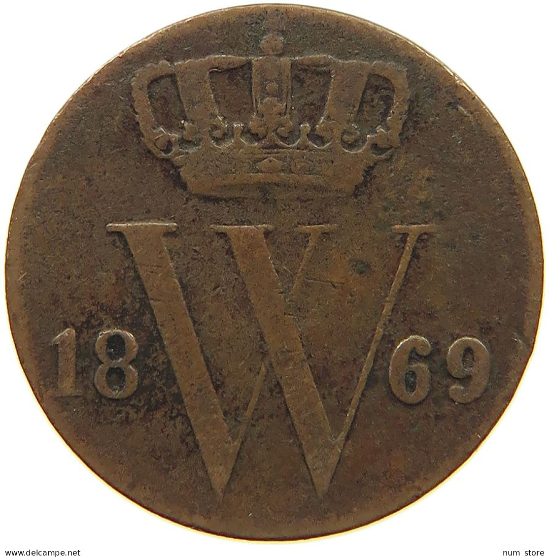 NETHERLANDS 1/2 CENT 1869 Willem III. 1849-1890 #c016 0585 - 1849-1890 : Willem III