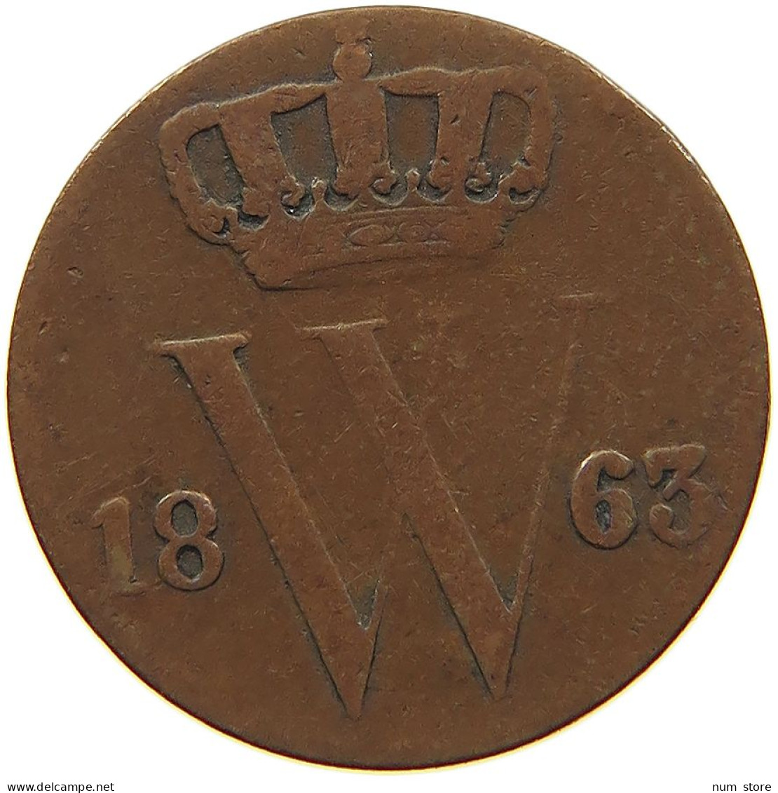 NETHERLANDS 1/2 CENT 1863 Willem III. 1849-1890 #c011 0357 - 1849-1890 : Willem III