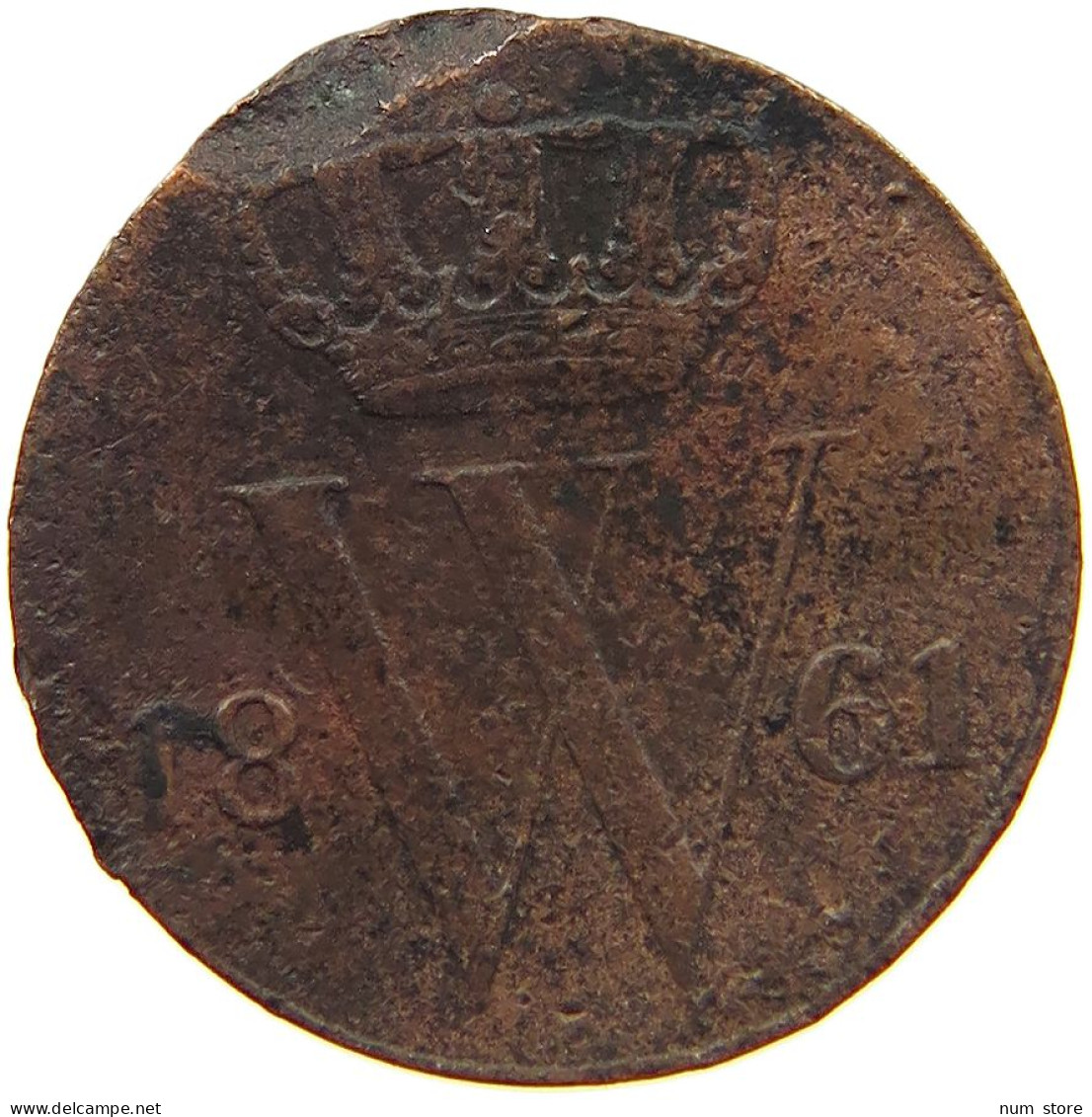 NETHERLANDS 1/2 CENT 1861 Willem III. 1849-1890 #c006 0297 - 1849-1890 : Willem III