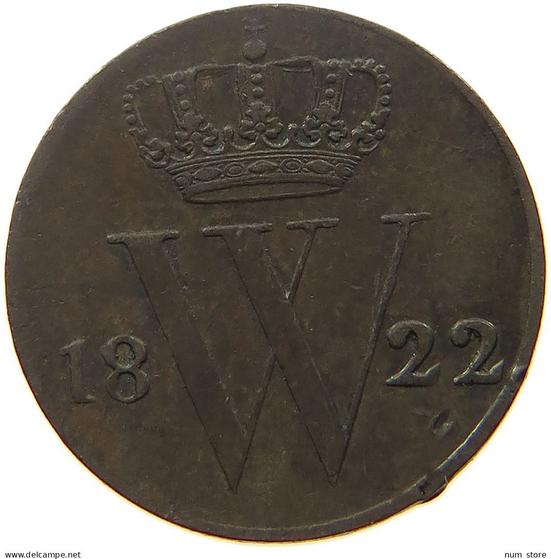 NETHERLANDS 1/2 CENT 1822 WILLEM I. 1815-1840 #s052 0305 - 1815-1840: Willem I