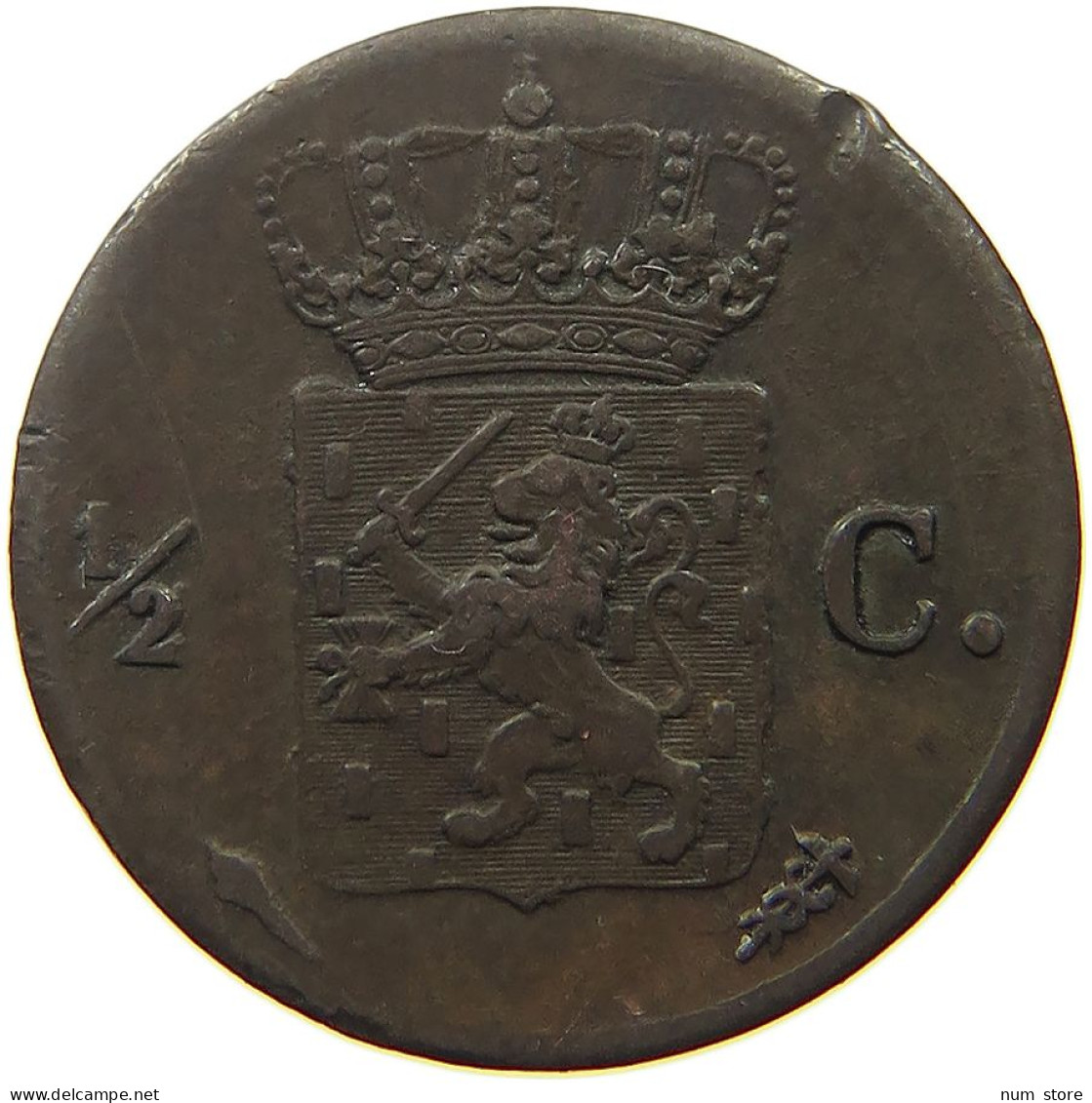 NETHERLANDS 1/2 CENT 1822 WILLEM I. 1815-1840 #s052 0305 - 1815-1840 : Willem I