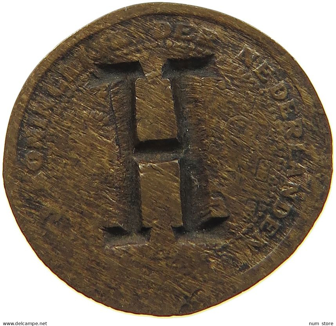 NETHERLANDS 1/2 CENT  Wilhelmina 1890-1948 COUNTERMARKED H #c014 0029 - 0.5 Centavos