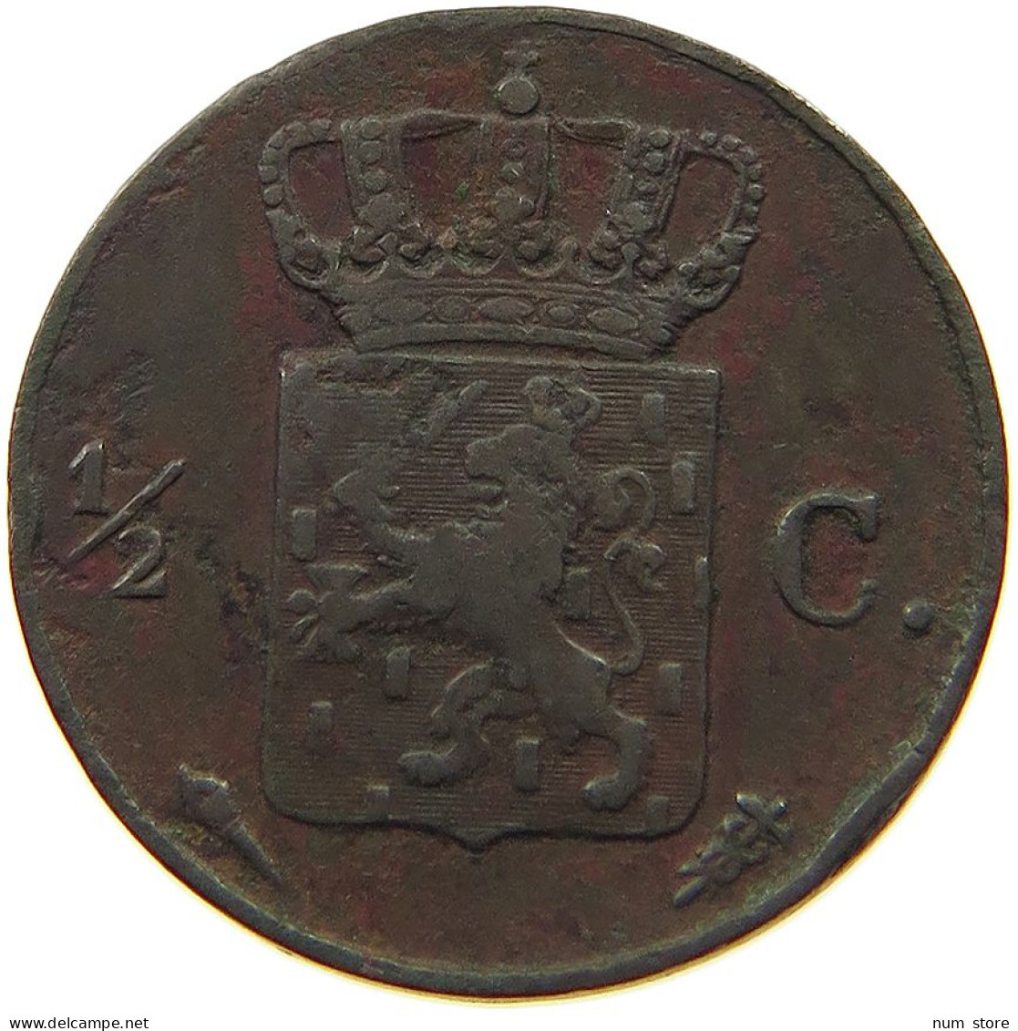 NETHERLANDS 1/2 CENT 1827 WILLEM I. 1815-1840 #t060 0085 - 1815-1840: Willem I.