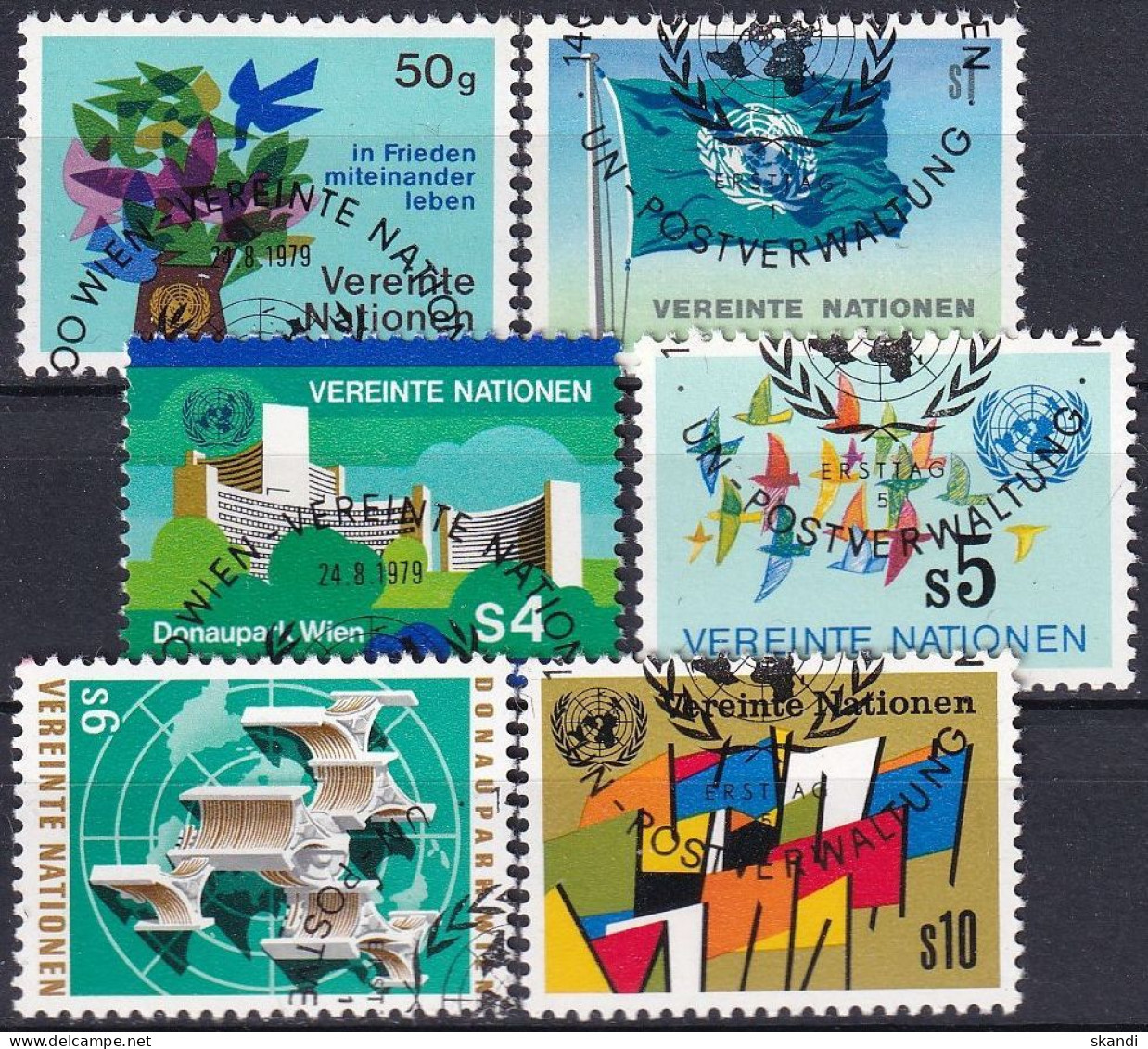 UNO WIEN 1979 Mi-Nr. 1-6 Kompletter Jahrgang/complete Year Set O Used - Aus Abo - Gebraucht