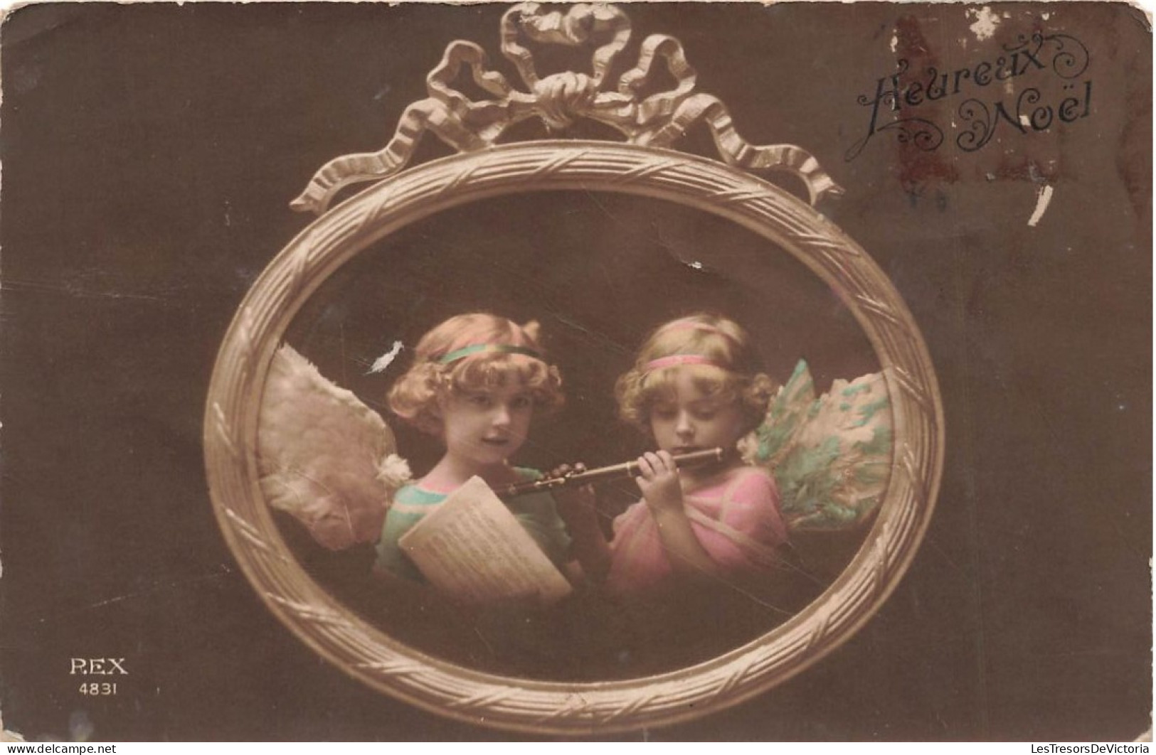 FÊTES - VŒUX - Heureux Noël - Deux Petites Filles Déguisées En Ange - Fantaisie - Colorisé - Carte Postale Ancienne - Andere & Zonder Classificatie