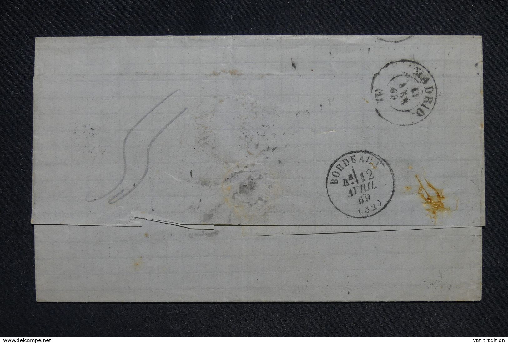 ESPAGNE - Lettre De Malaga Pour Bordeaux En 1869  - L 148506 - Briefe U. Dokumente