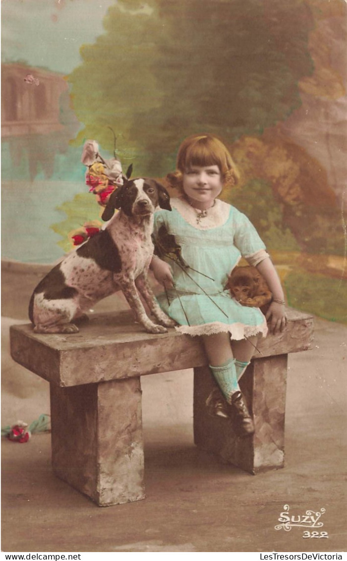 ENFANTS - Petite Fille Avec Son Chien - Fantaisie - Colorisé - Carte Postale Ancienne - Altri & Non Classificati