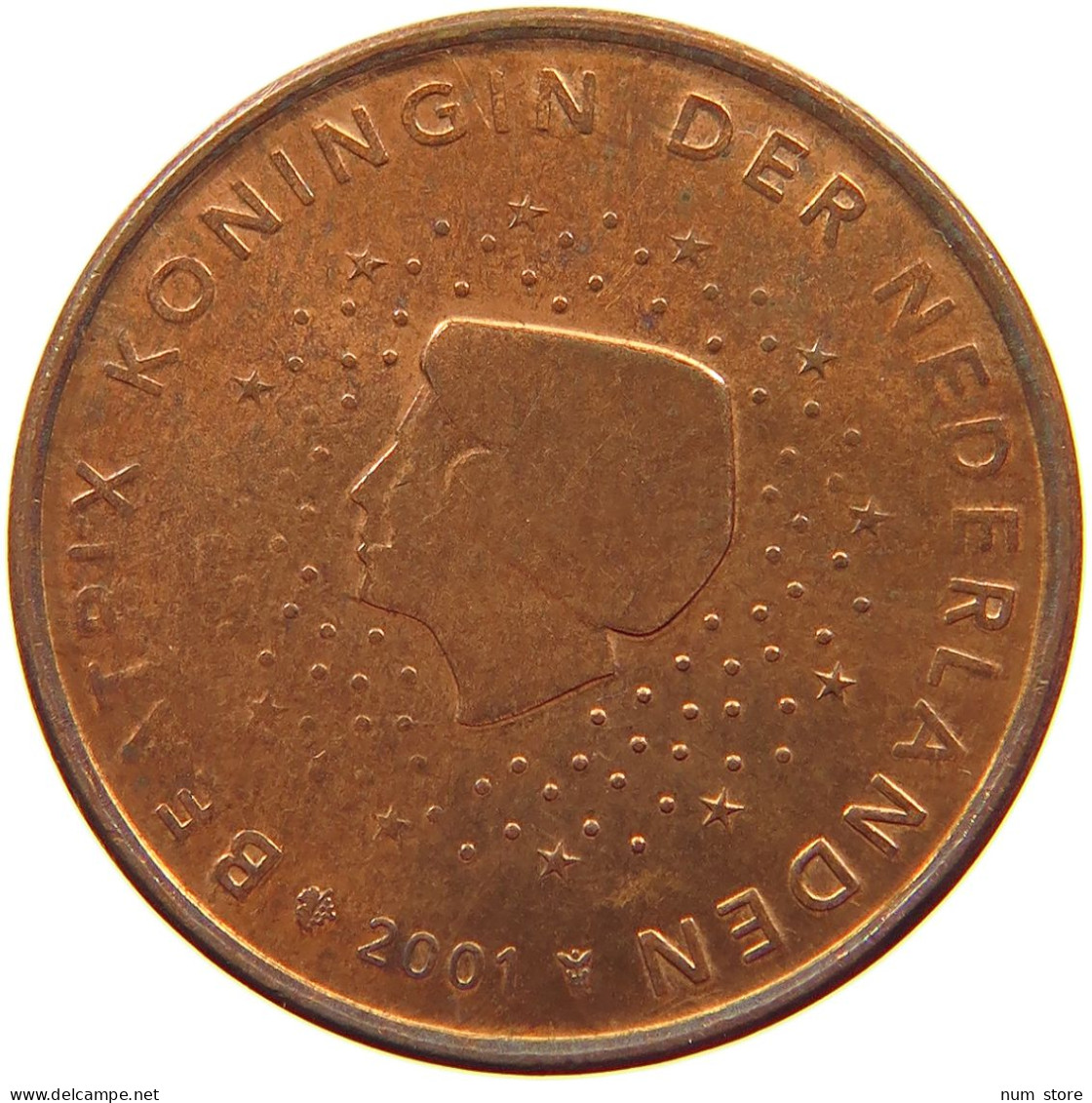 NETHERLANDS 5 CENTS 2001 MINTING ERROR HEAD #a085 0459 - 1980-2001 : Beatrix