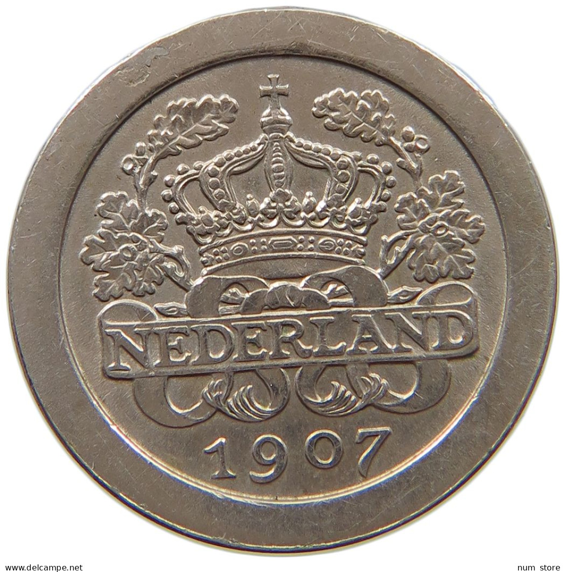 NETHERLANDS 5 CENTS 1907 Wilhelmina 1890-1948 #s034 0567 - 5 Centavos