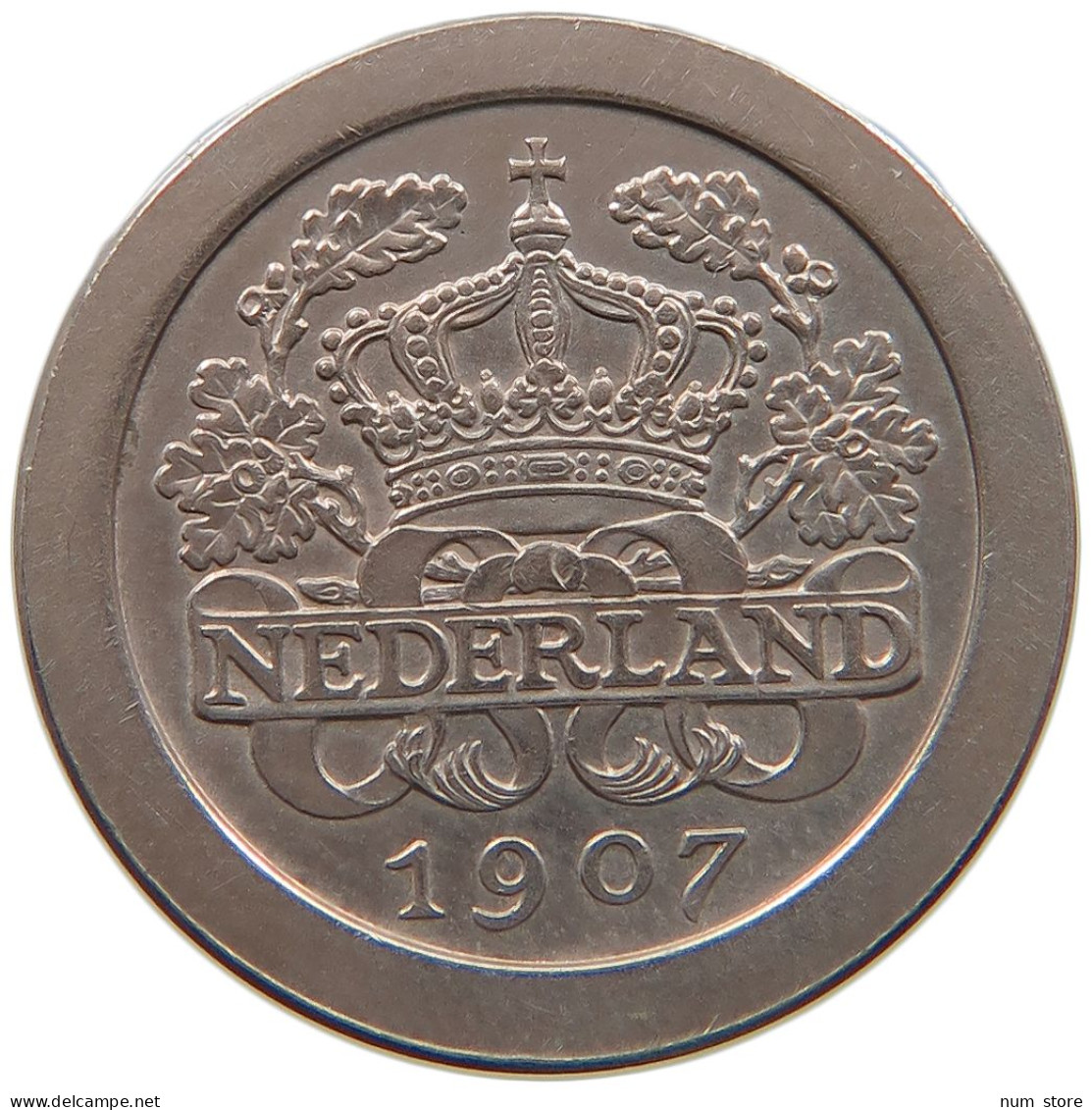 NETHERLANDS 5 CENTS 1907 Wilhelmina 1890-1948 #a080 0577 - 5 Centavos