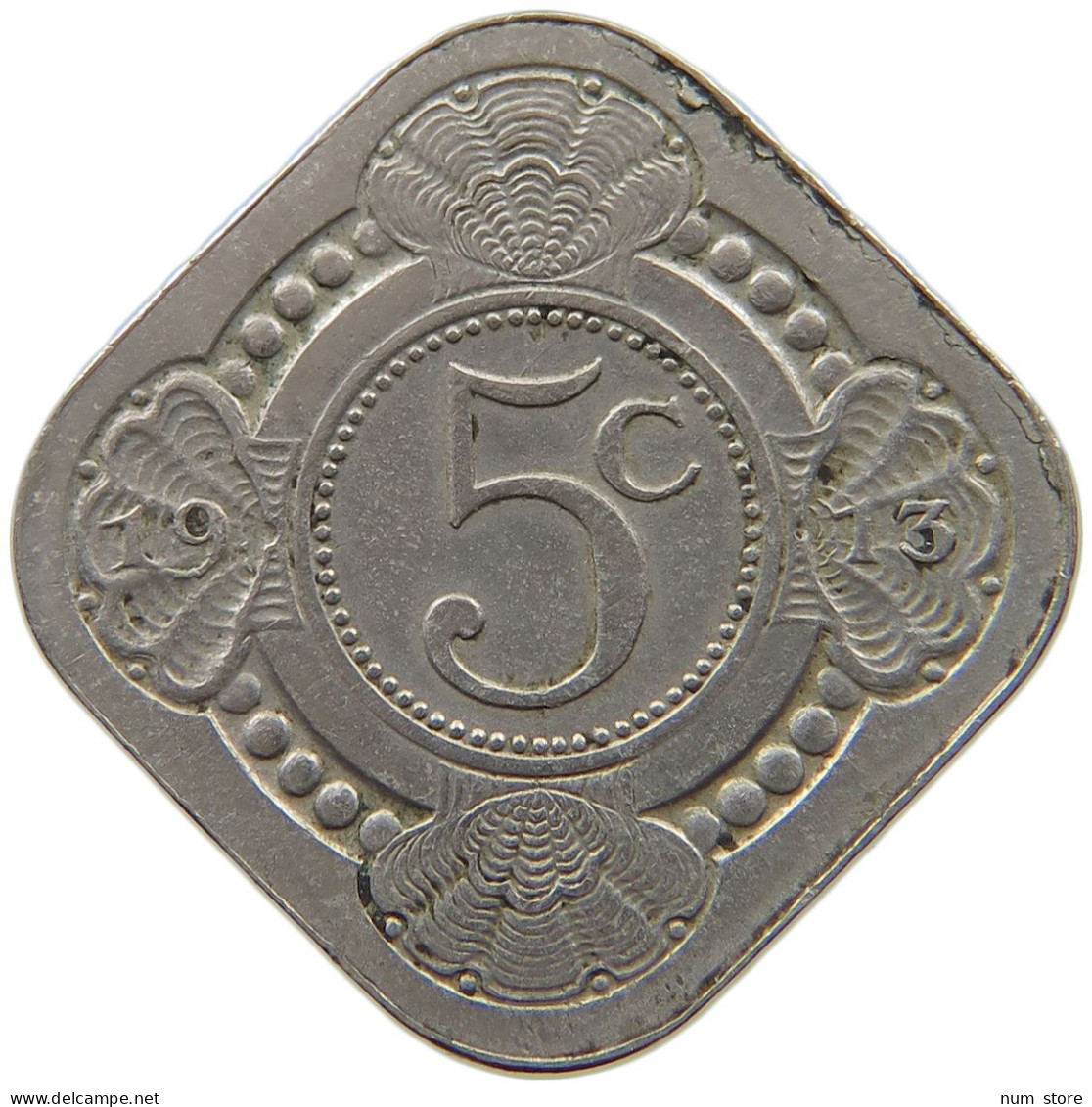 NETHERLANDS 5 CENTS 1913 Wilhelmina 1890-1948 #a090 0281 - 5 Cent