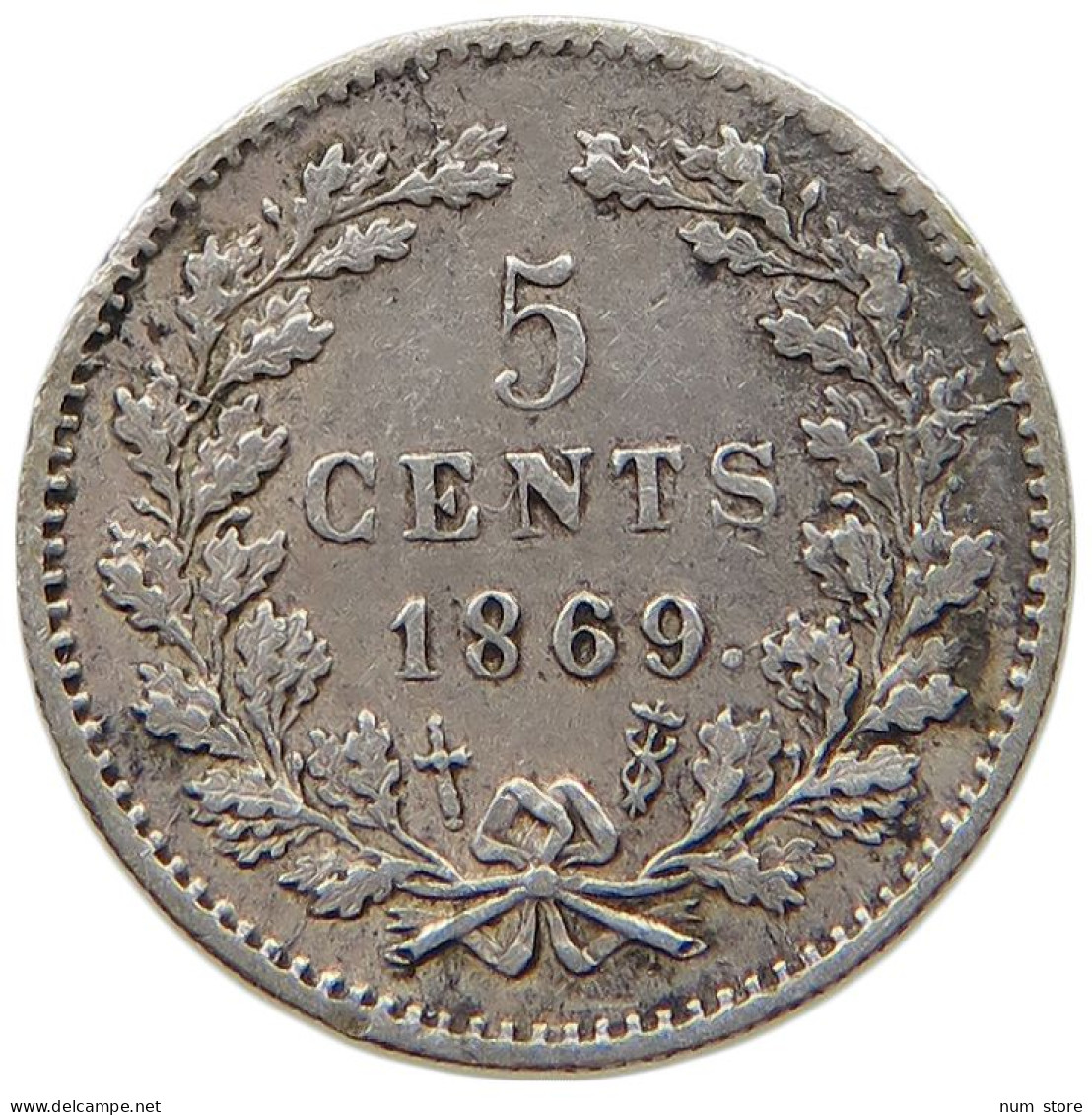 NETHERLANDS 5 CENTS 1869 Willem III. 1849-1890 #t098 0137 - 1849-1890 : Willem III