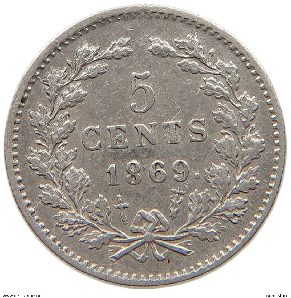 NETHERLANDS 5 CENTS 1869 Willem III. 1849-1890 #t083 0011 - 1849-1890 : Willem III