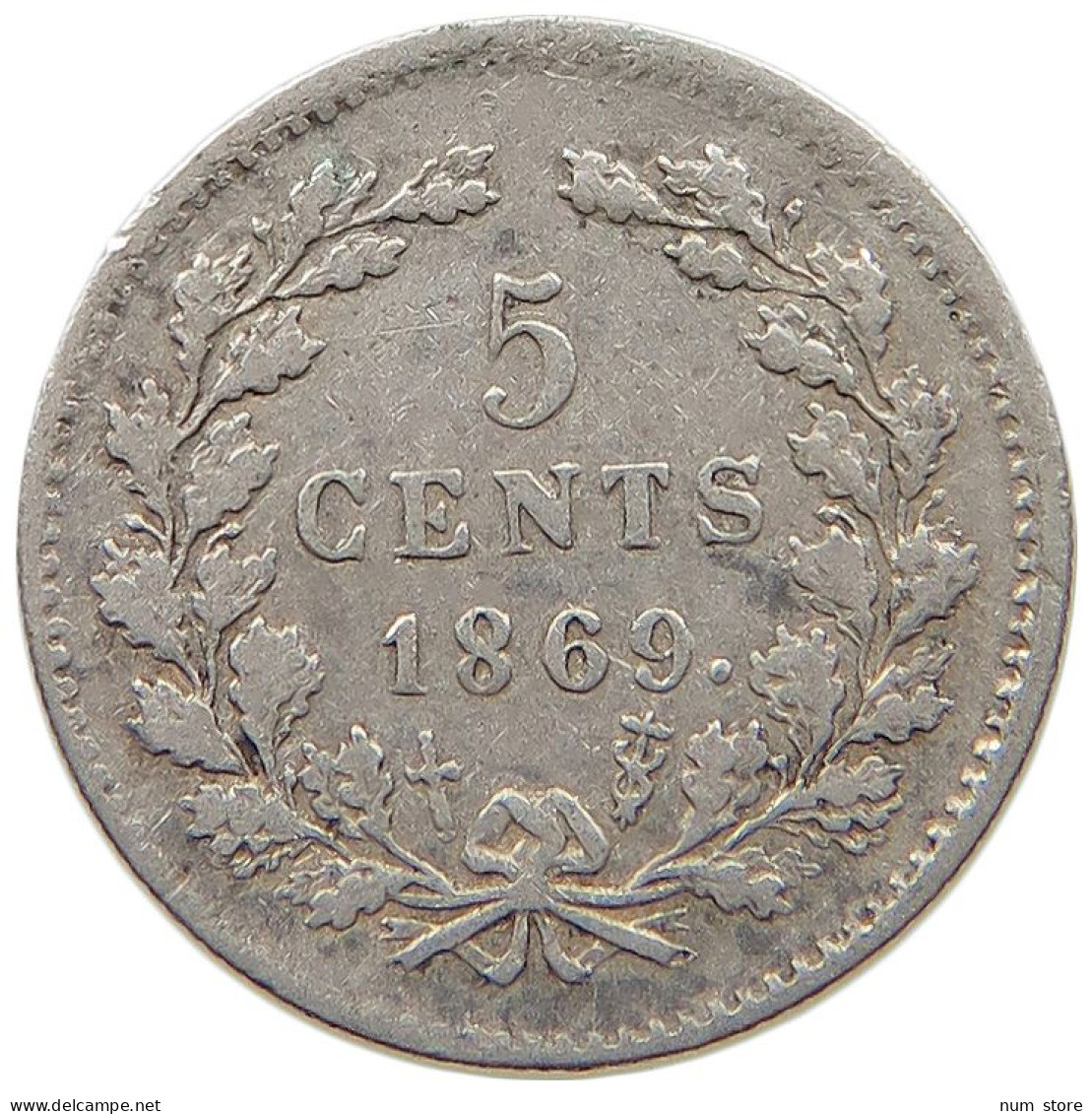 NETHERLANDS 5 CENTS 1869 Willem III. 1849-1890 #t112 1487 - 1849-1890 : Willem III